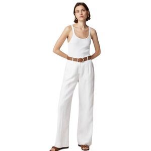 J Crew Wide Leg Pants Essential Linen Size 4 Petite White